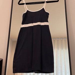blue and white dress